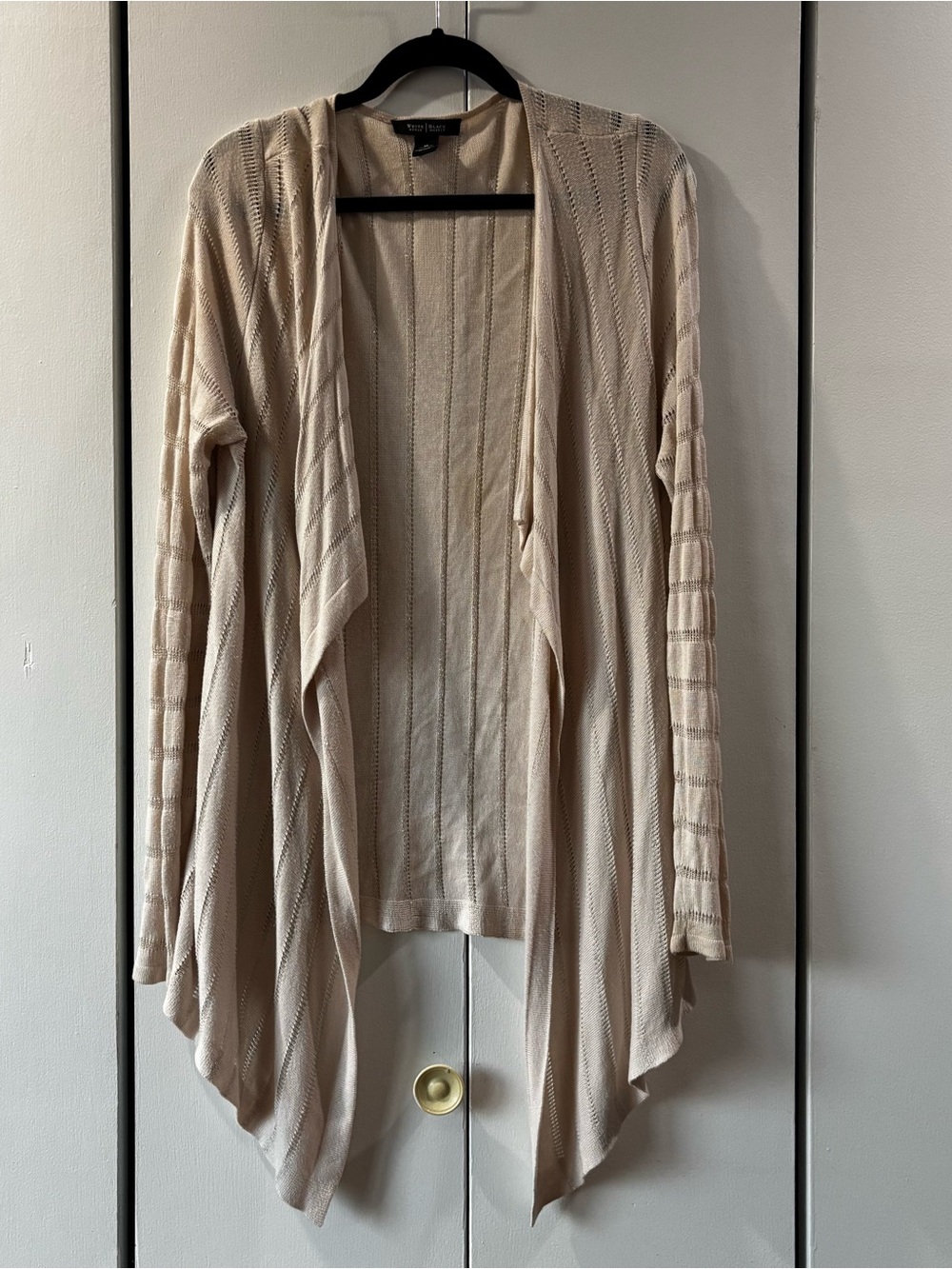 White House Black Market Cream Open-Front Draped Cardigan